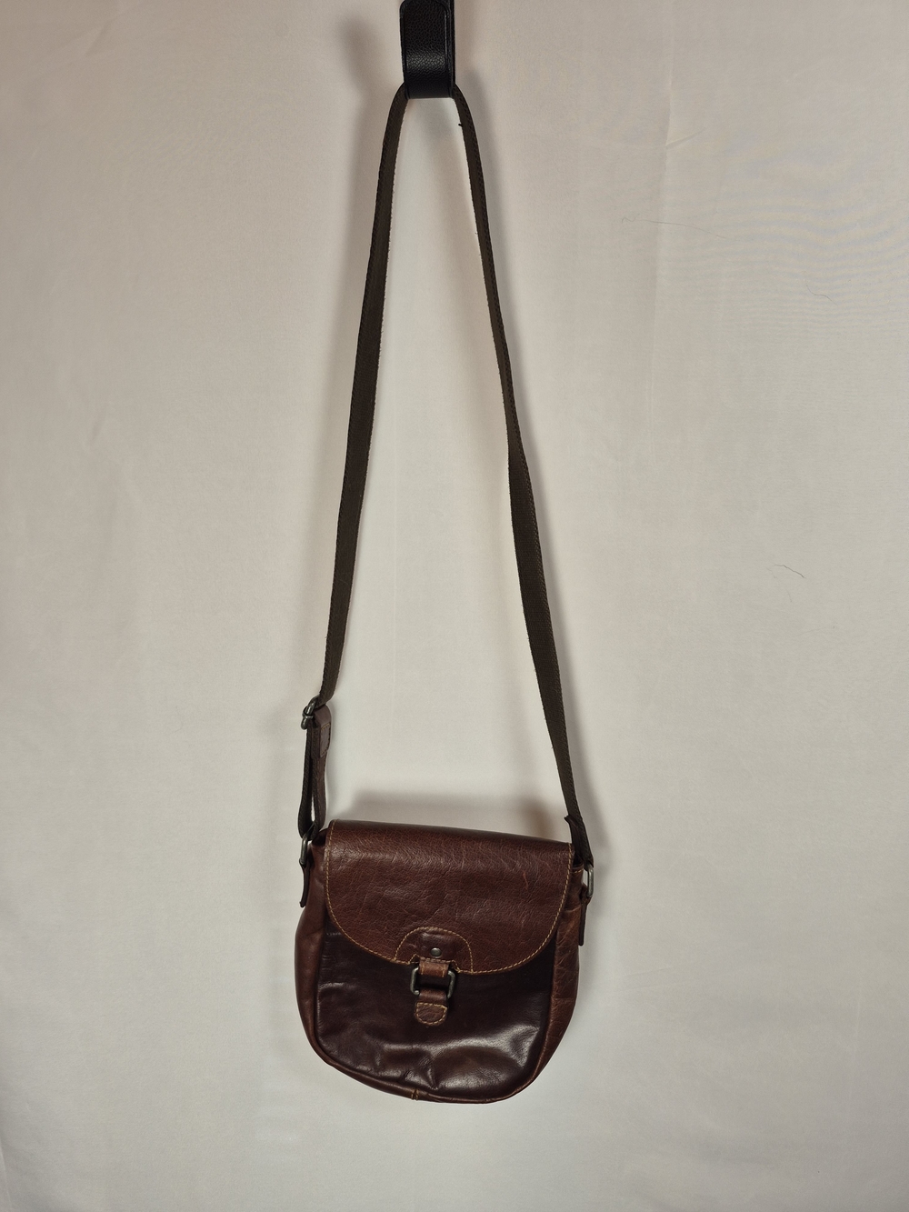 Jack Georges Brown Leather Crossbody Bag with Adjustable Strap